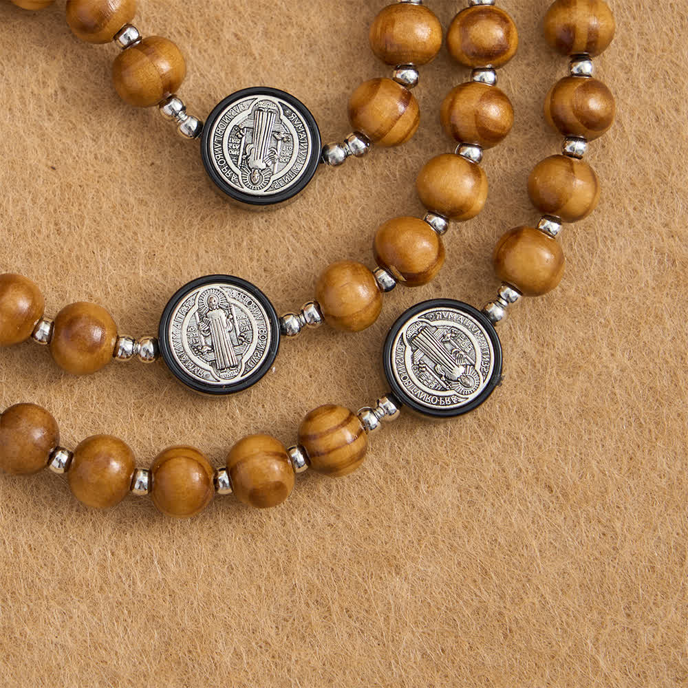 FREE Today: Natural Olivewood Rosary with St. Benedict Spacers and Oversized Filigree Cross - image 8
