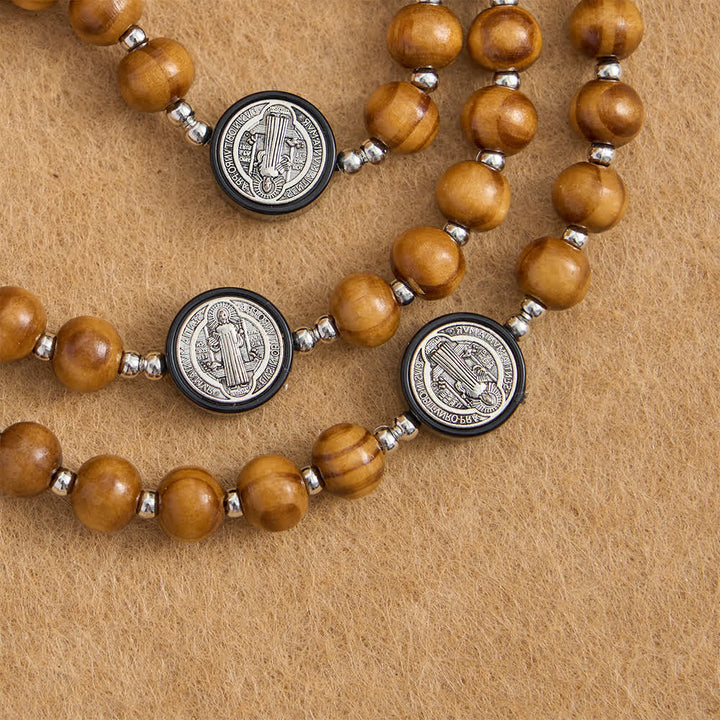 FREE Today: Natural Olivewood Rosary with St. Benedict Spacers and Oversized Filigree Cross - image 8