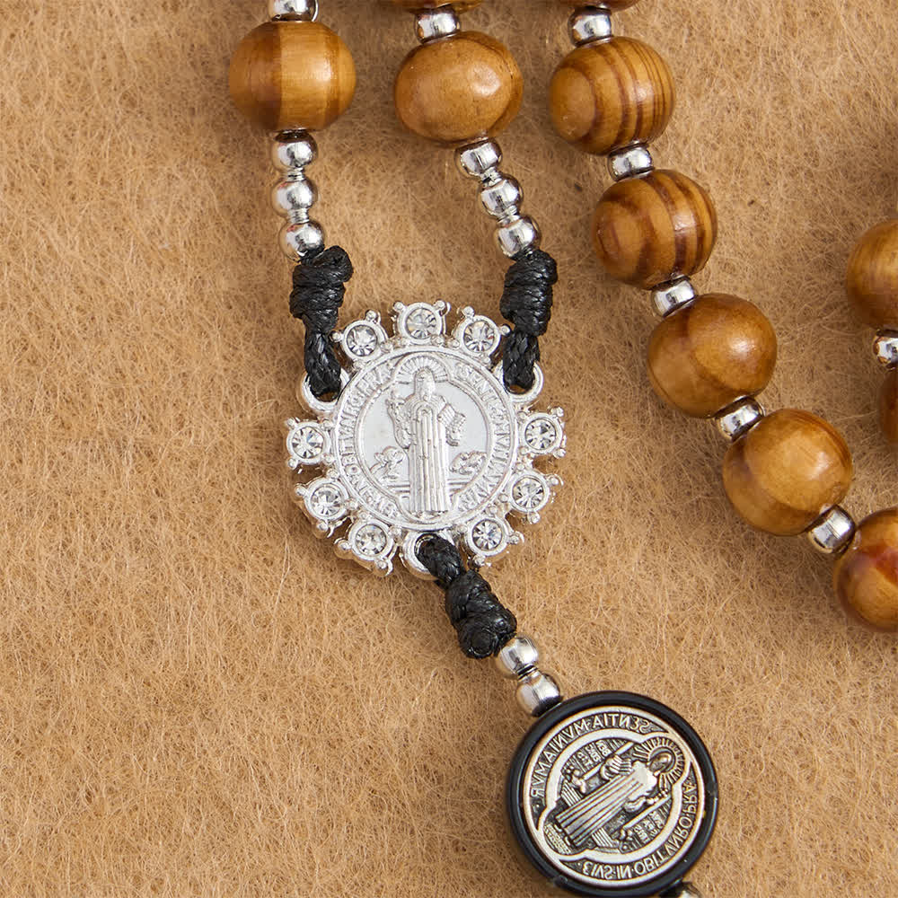 FREE Today: Natural Olivewood Rosary with St. Benedict Spacers and Oversized Filigree Cross - image 7