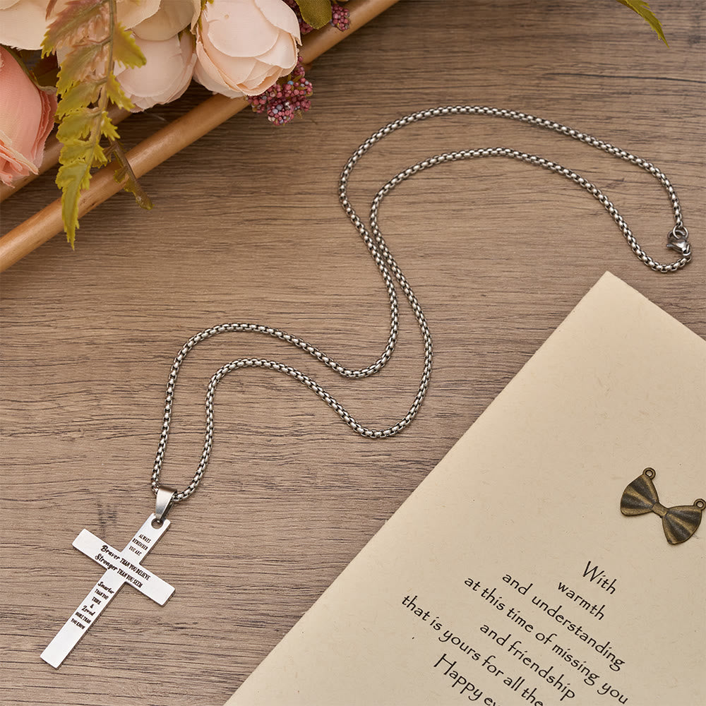 Christianartworkshop Dual-Sided Cross Pendant Necklace with Lion & Inspirational Engraving: A Symbol of Courage and Faith - image 3