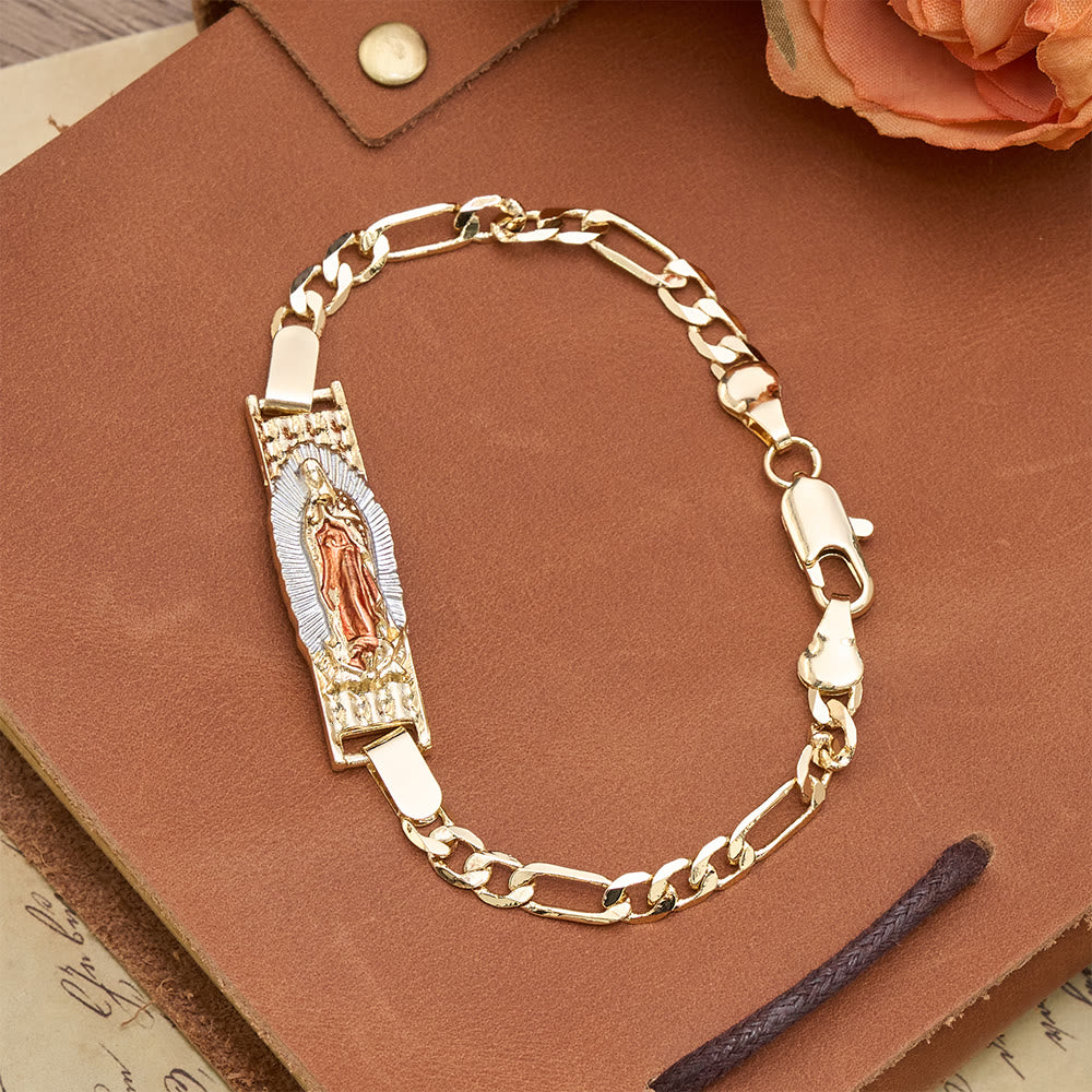 FREE Today: Figaro Chain Bracelet with Marian & St. Jude Devotional Medallions: A Symbol of Divine Protection - Pink Our Lady - image 5