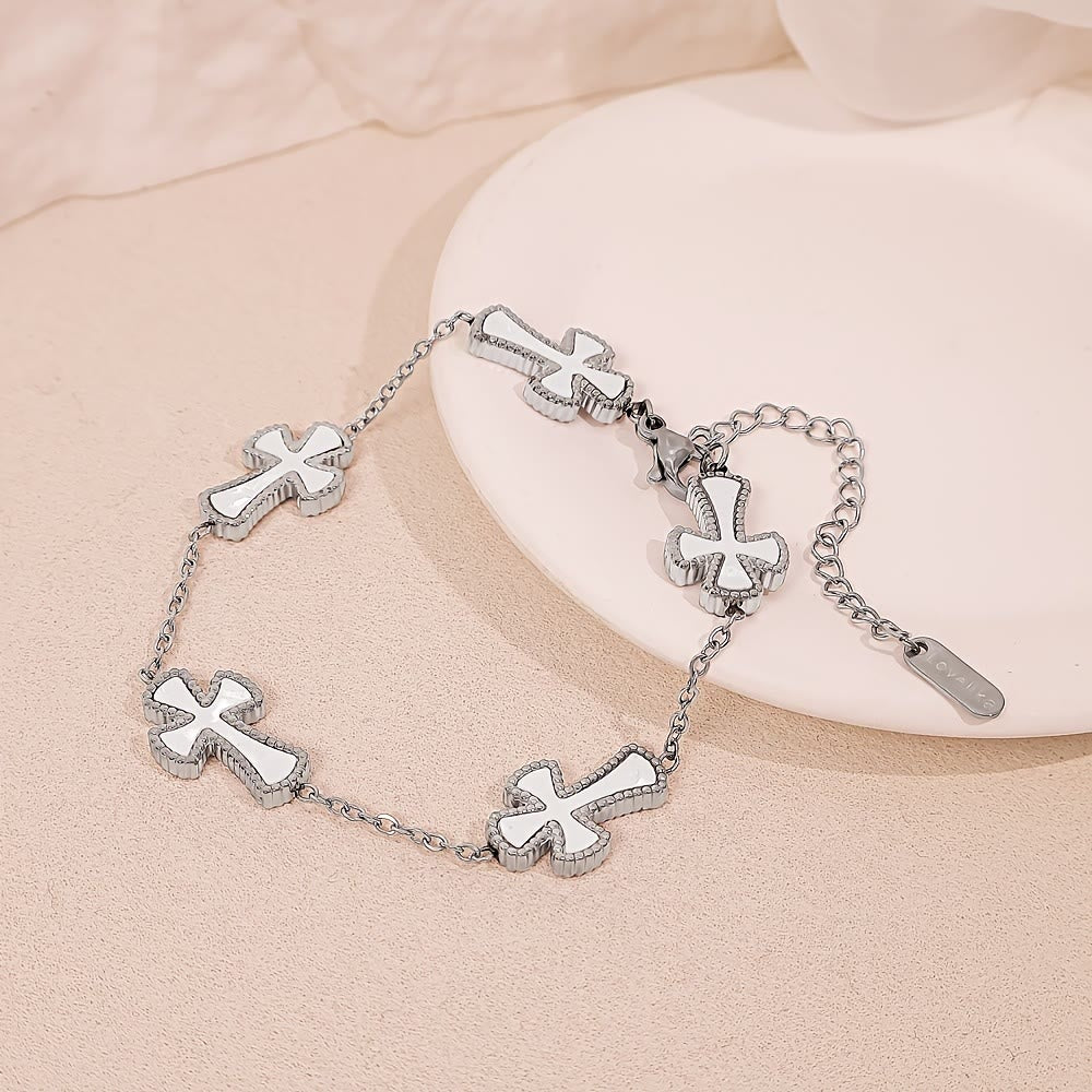 Christianartworkshop Colorful Enamel Cross Station Bracelet: A Luxurious Symbol of Faith and Cheerful Devotion - White - image 7