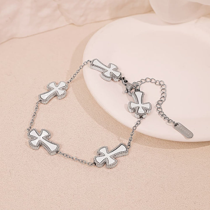 Christianartworkshop Colorful Enamel Cross Station Bracelet: A Luxurious Symbol of Faith and Cheerful Devotion - White - image 7