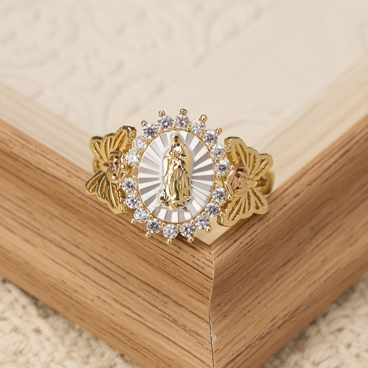 Christianartworkshop Floral Rose Radiant Our Lady Zircon Ring: Carry the Light of Maternal Love - image 3
