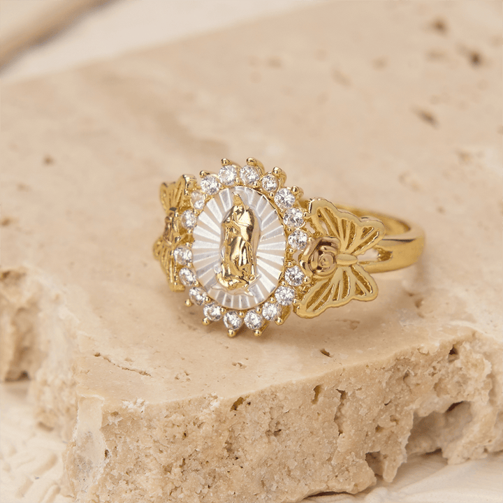 Christianartworkshop Floral Rose Radiant Our Lady Zircon Ring: Carry the Light of Maternal Love - image 2