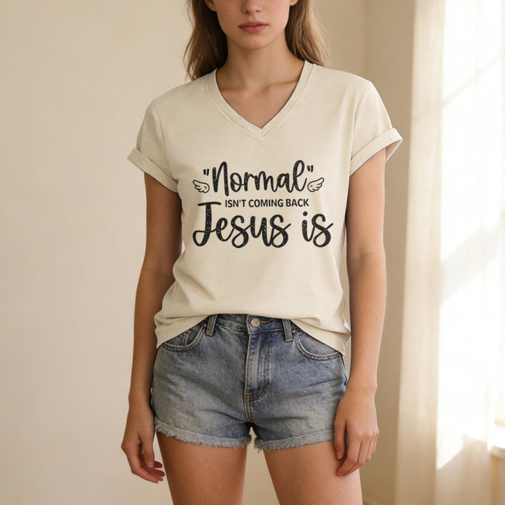 Christianartworkshop Normal Isn't Coming Back Casual V-neck T-shirt - image 3