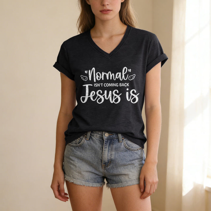 Christianartworkshop Normal Isn't Coming Back Casual V-neck T-shirt - image 13