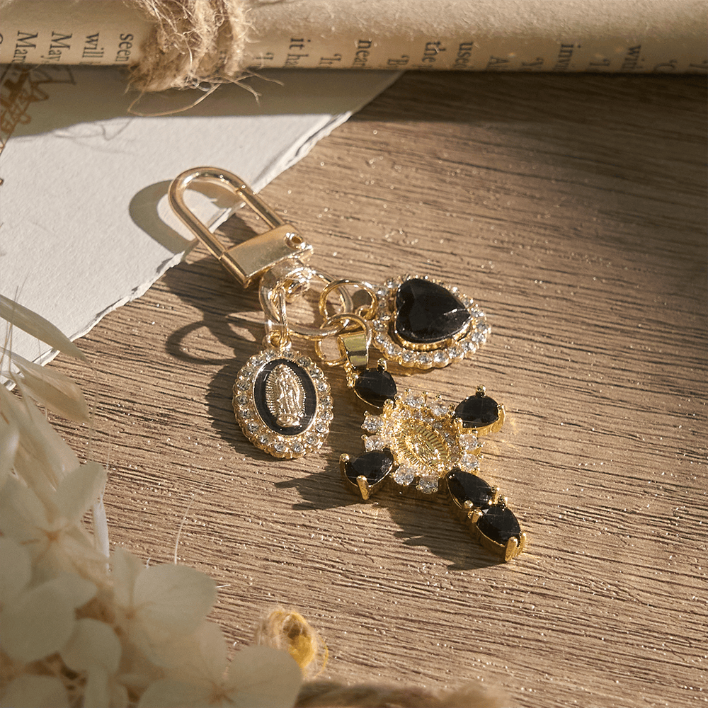 Christianartworkshop Our Lady Cross Heart Keychain: Merging Craft with Spiritual Devotion - Black - image 6