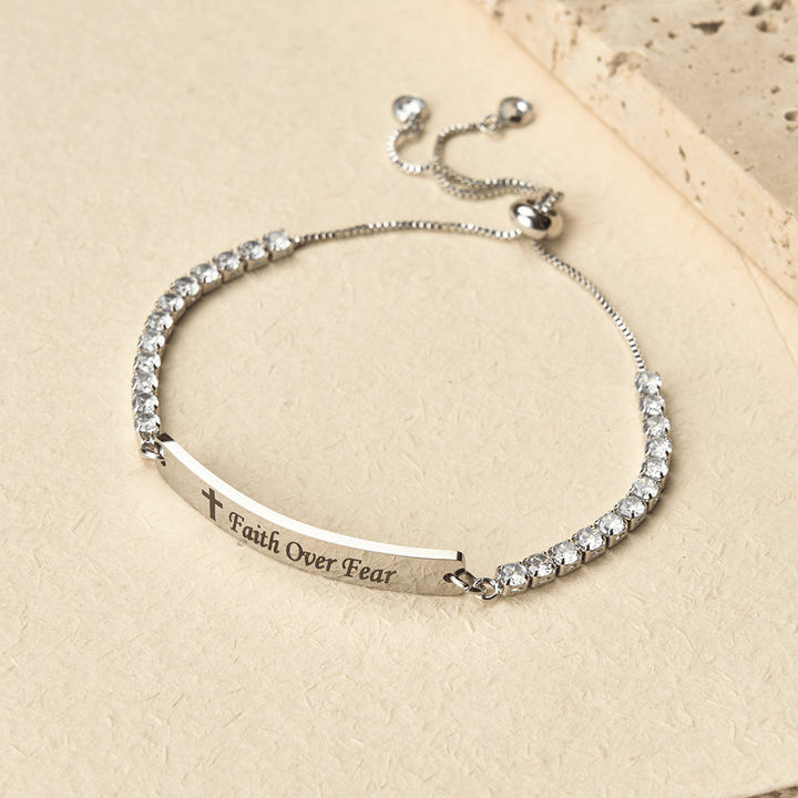 FREE Today: Four-Color Metal with Engraved Faith Over Fear Bracelet - Silver - Faith - image 4