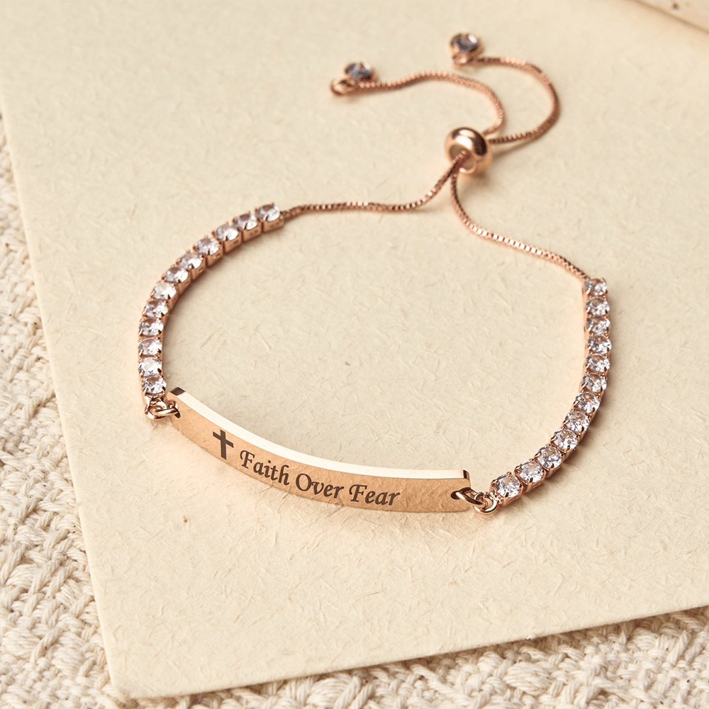FREE Today: Four-Color Metal with Engraved Faith Over Fear Bracelet - Rosegold - Faith - image 5