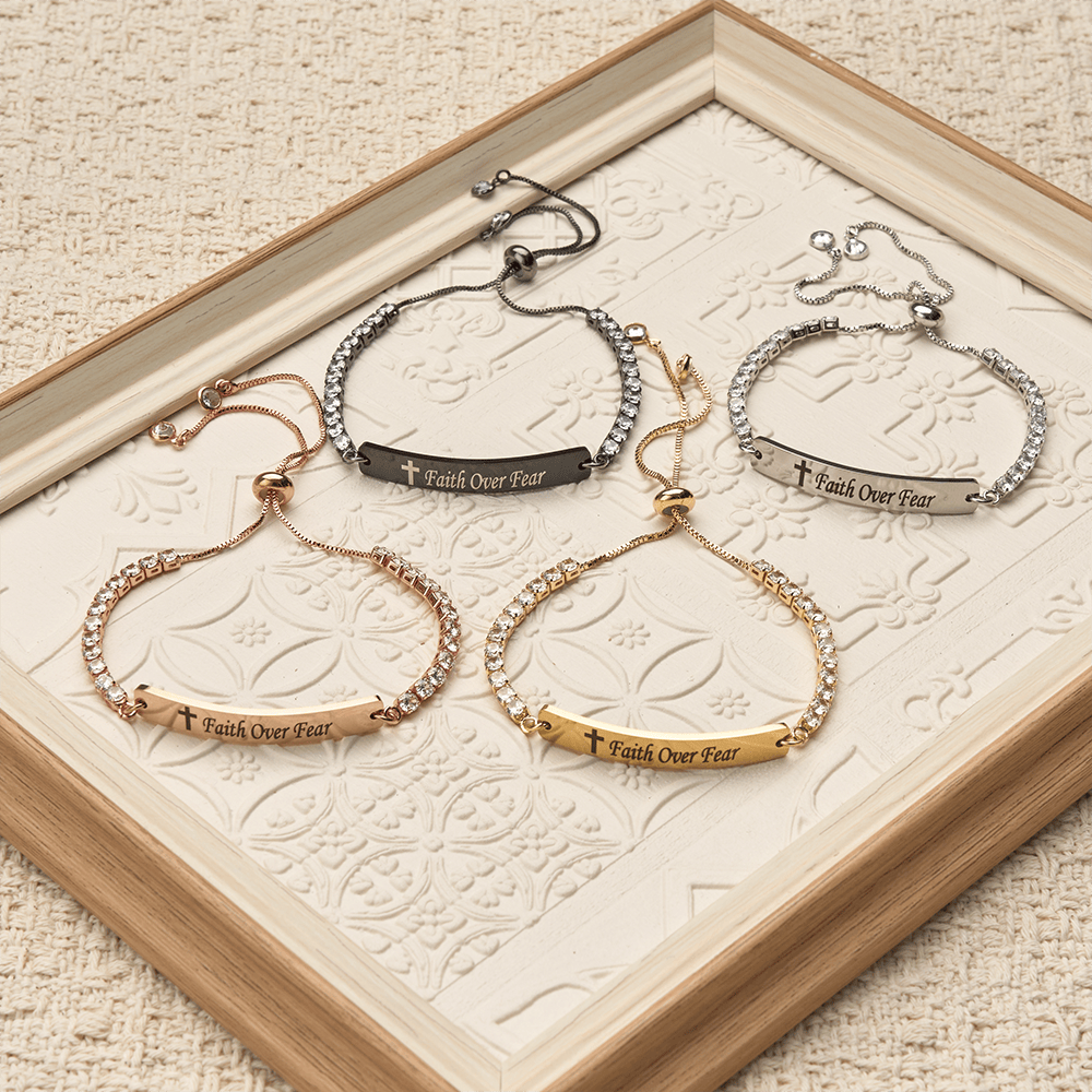 FREE Today: Four-Color Metal with Engraved Faith Over Fear Bracelet - image 0