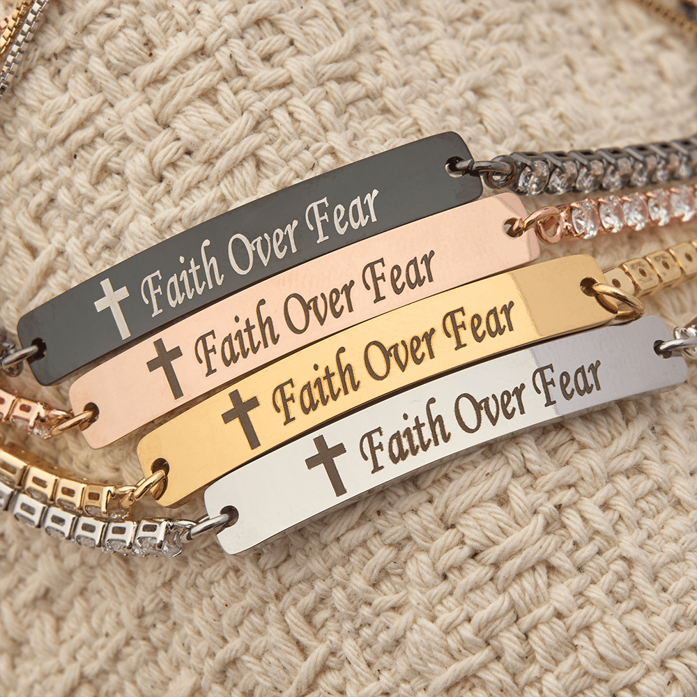 FREE Today: Four-Color Metal with Engraved Faith Over Fear Bracelet - image 1