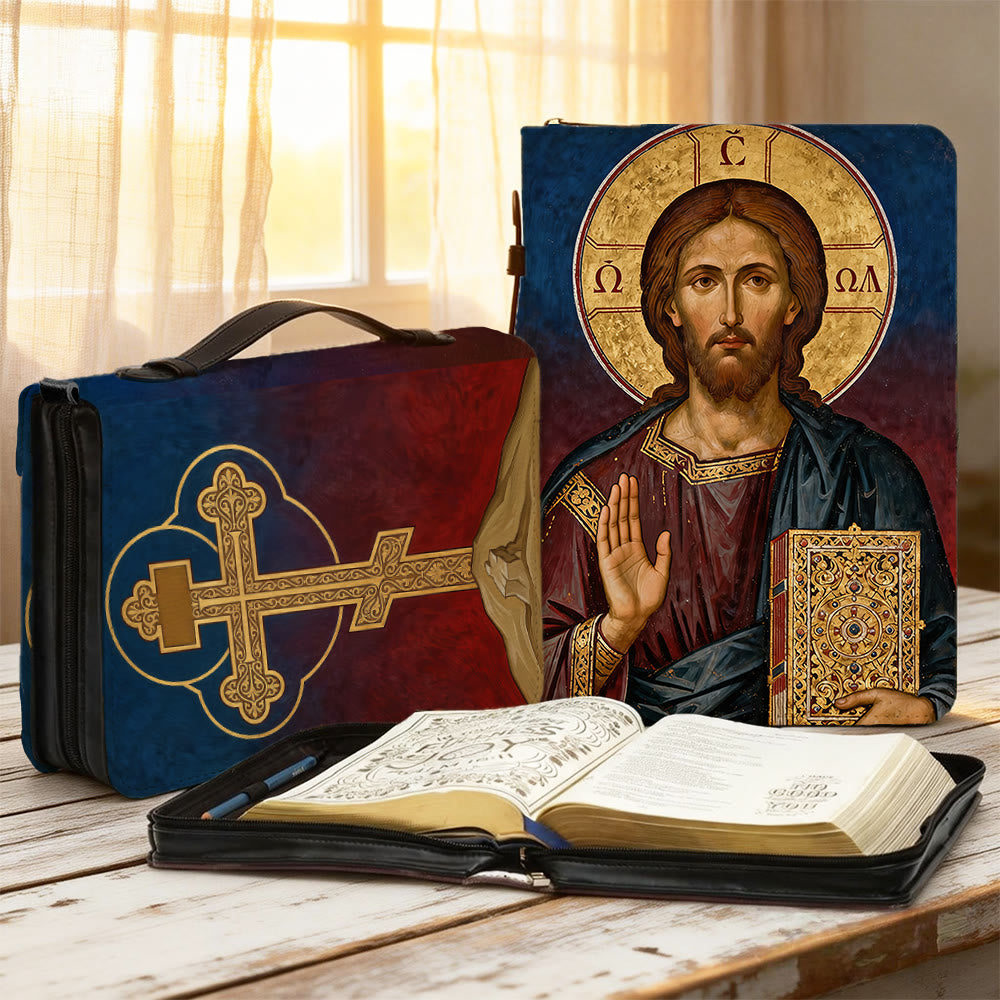 Christianartworkshop Jesus Christ Icon & Ornate Cross Devotional Bible Cover - 2XL - Regular (No Custom) - image 1