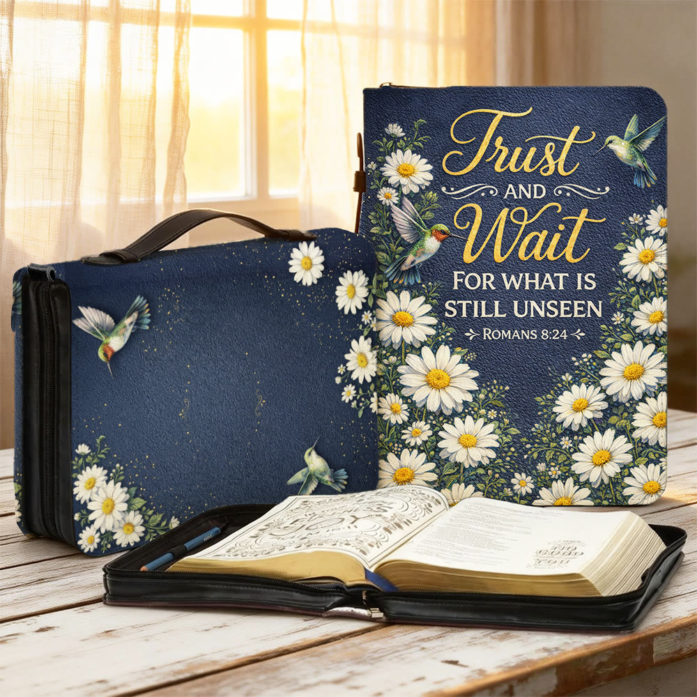 Christianartworkshop Trust And Wait Romans 8:24 Daisy & Hummingbird Bible Cover - 2XL - Regular (No Custom) - image 1