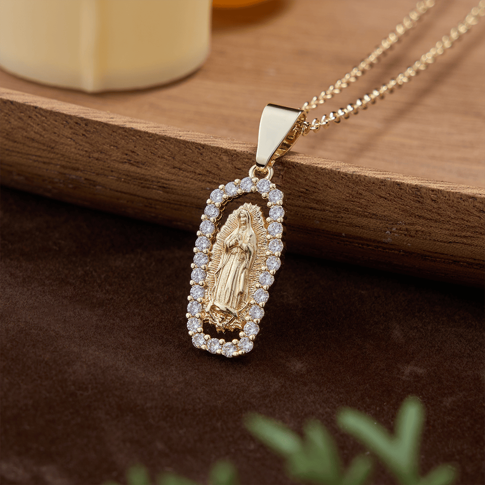 Christianartworkshop Three-Tone Robe Guadalupe Virgin Mary Necklace: A Reminder of Heavenly Intercession and Devotion - Golden - image 3
