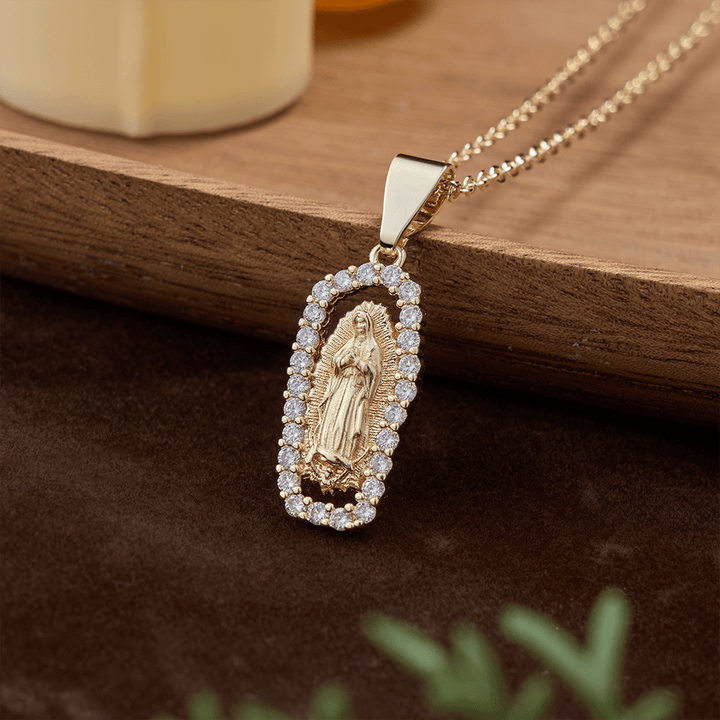 FREE Today: Three-Tone Robe Guadalupe Virgin Mary Necklace: A Reminder of Heavenly Intercession and Devotion - Golden - image 3