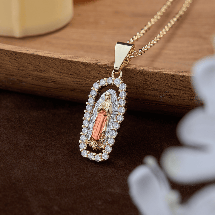 FREE Today: Three-Tone Robe Guadalupe Virgin Mary Necklace: A Reminder of Heavenly Intercession and Devotion - Pink - image 4