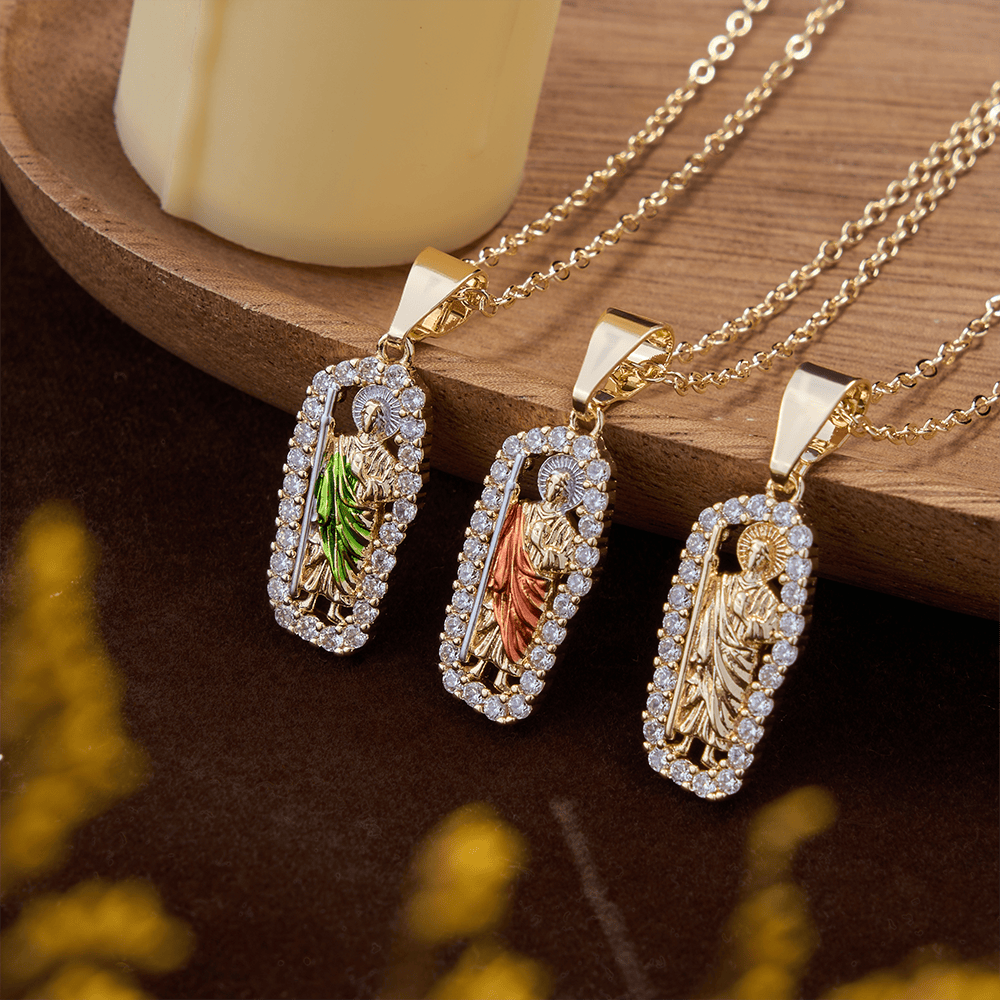 Christianartworkshop St. Jude Necklace with Multicolored Robe Details: A Reminder of Miracles and Faith - image 0