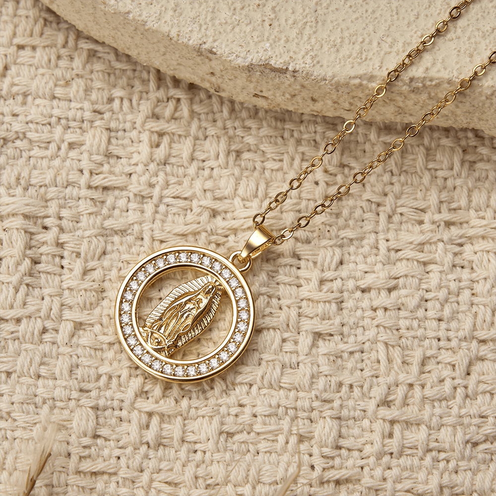 Christianartworkshop Openwork Circle Our Lady of Guadalupe Pendant Necklace: A Symbol of Marian Grace and Divine Light - image 4