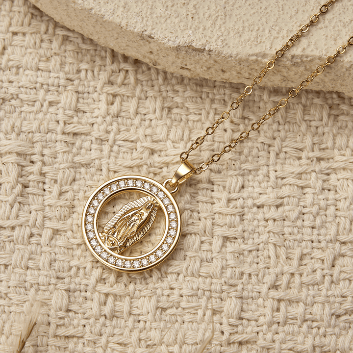 Christianartworkshop Openwork Circle Our Lady of Guadalupe Pendant Necklace: A Symbol of Marian Grace and Divine Light - image 4