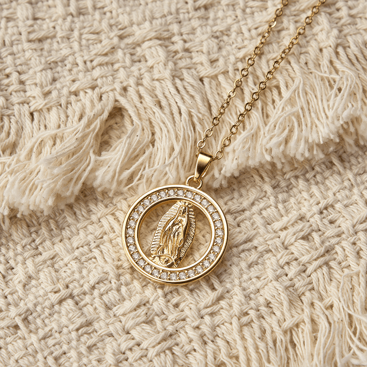 Christianartworkshop Openwork Circle Our Lady of Guadalupe Pendant Necklace: A Symbol of Marian Grace and Divine Light - image 3