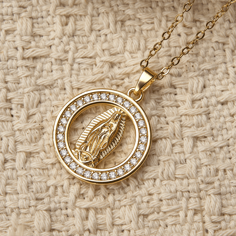 Christianartworkshop Openwork Circle Our Lady of Guadalupe Pendant Necklace: A Symbol of Marian Grace and Divine Light - image 2