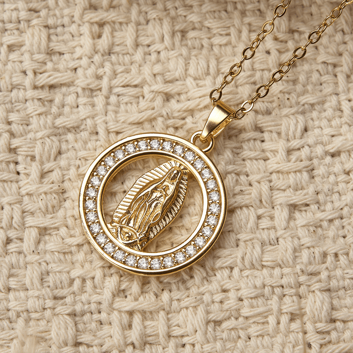 Christianartworkshop Openwork Circle Our Lady of Guadalupe Pendant Necklace: A Symbol of Marian Grace and Divine Light - image 2