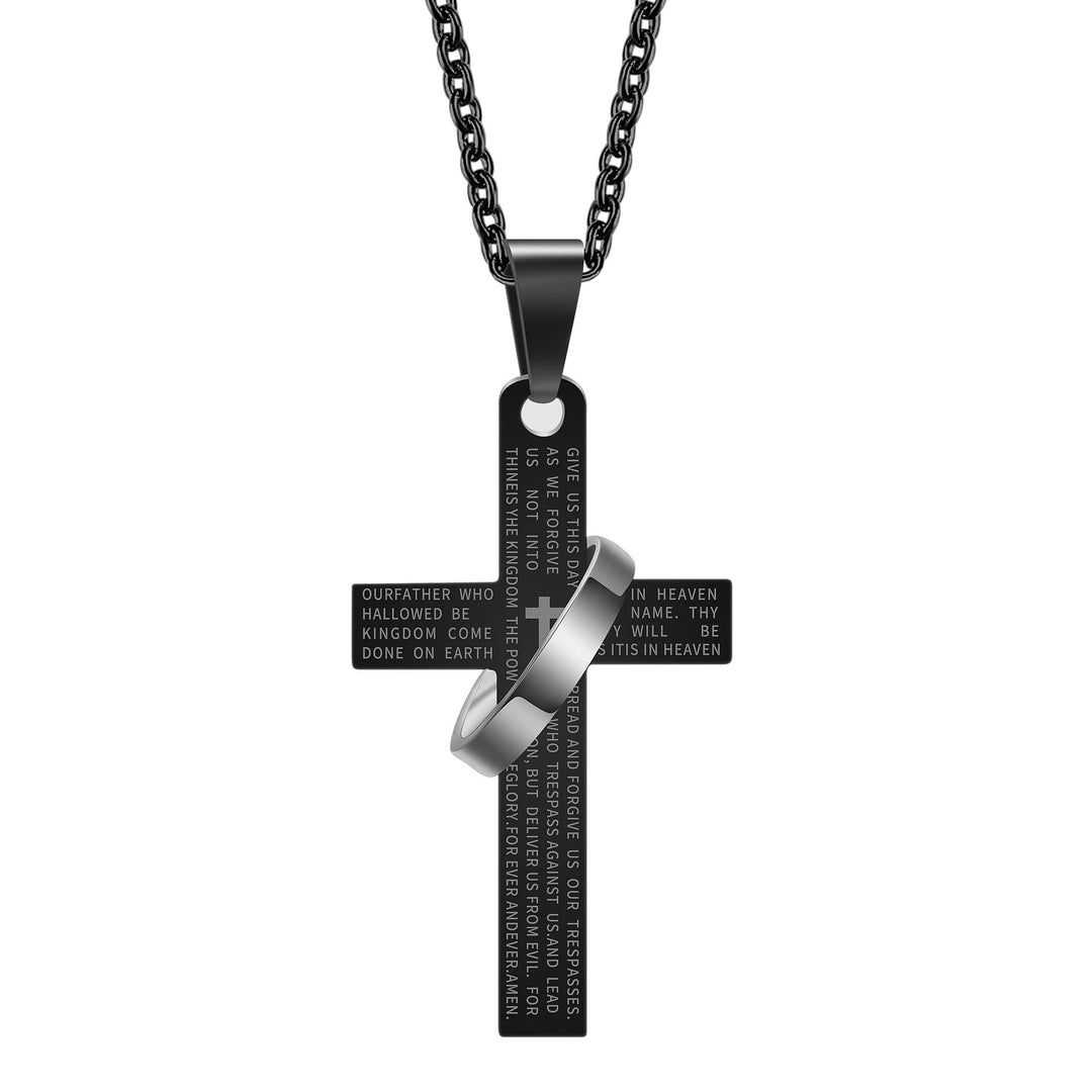 FREE Today: Lord’s Prayer Engraved Cross Pendant Necklace with Spinning Ring - image 2
