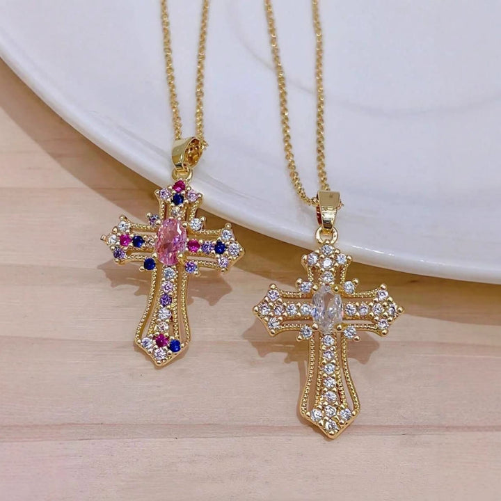 FREE Today: Ornate Multi-Color Zircon Cross Pendant Necklace: A Symbol of Vibrant Faith and Divine Light - image 6