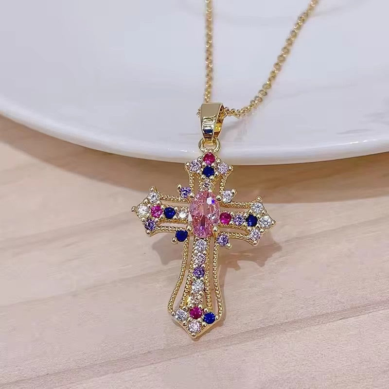 FREE Today: Ornate Multi-Color Zircon Cross Pendant Necklace: A Symbol of Vibrant Faith and Divine Light - image 9