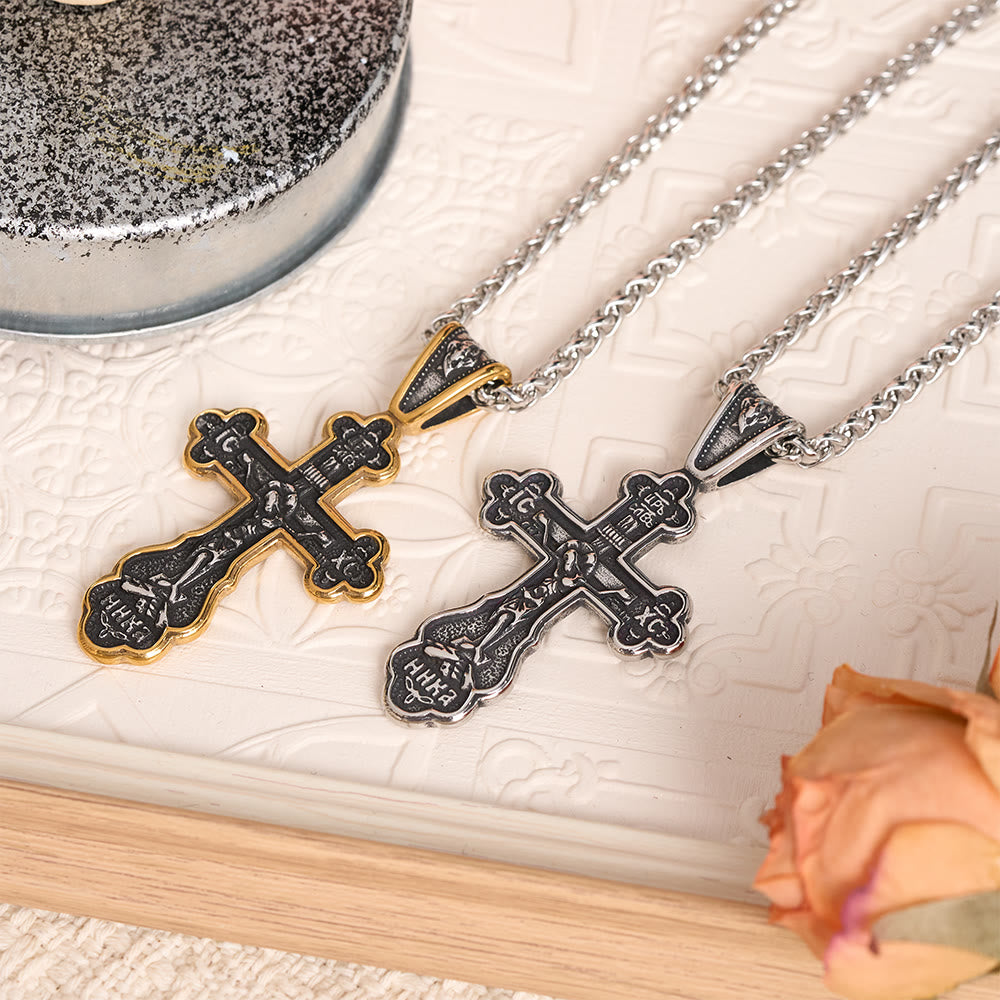 Christianartworkshop Vintage Crucifix Pendant Necklace with Two-Tone Finish: A Symbol of Timeless Faith - image 1