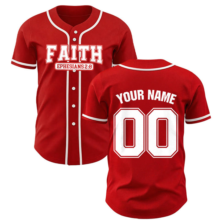 Christianartworkshop Faith Custom Name Number Baseball Jersey - Red - 5XL - Name & Number Customized - image 22