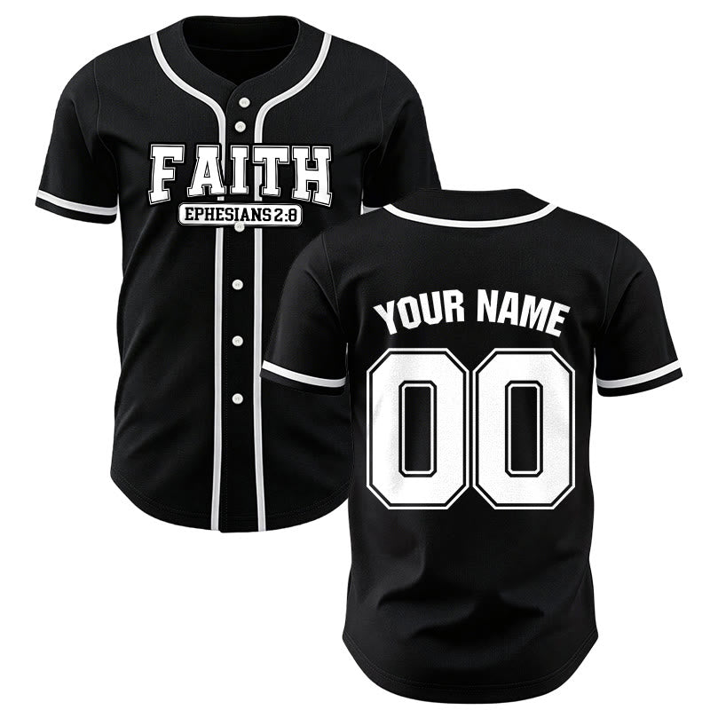 Christianartworkshop Faith Custom Name Number Baseball Jersey - Black - 5XL - Name & Number Customized - image 29
