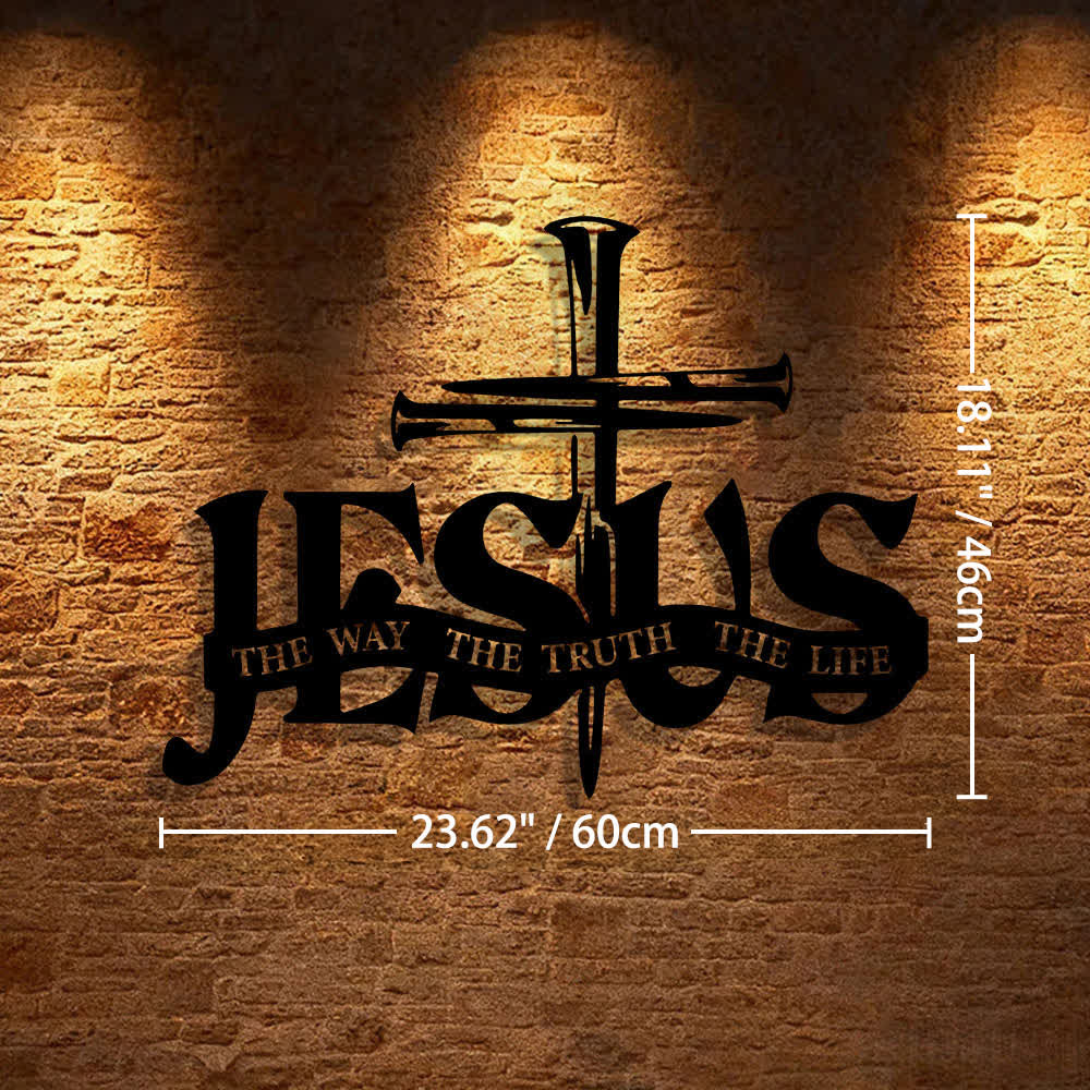 Christianartworkshop Faithful Jesus & Cross Design Metal Wall Decor Home Decoration - 23.62*18.11"*0.05"/60*46*0.12cm - Black - image 11