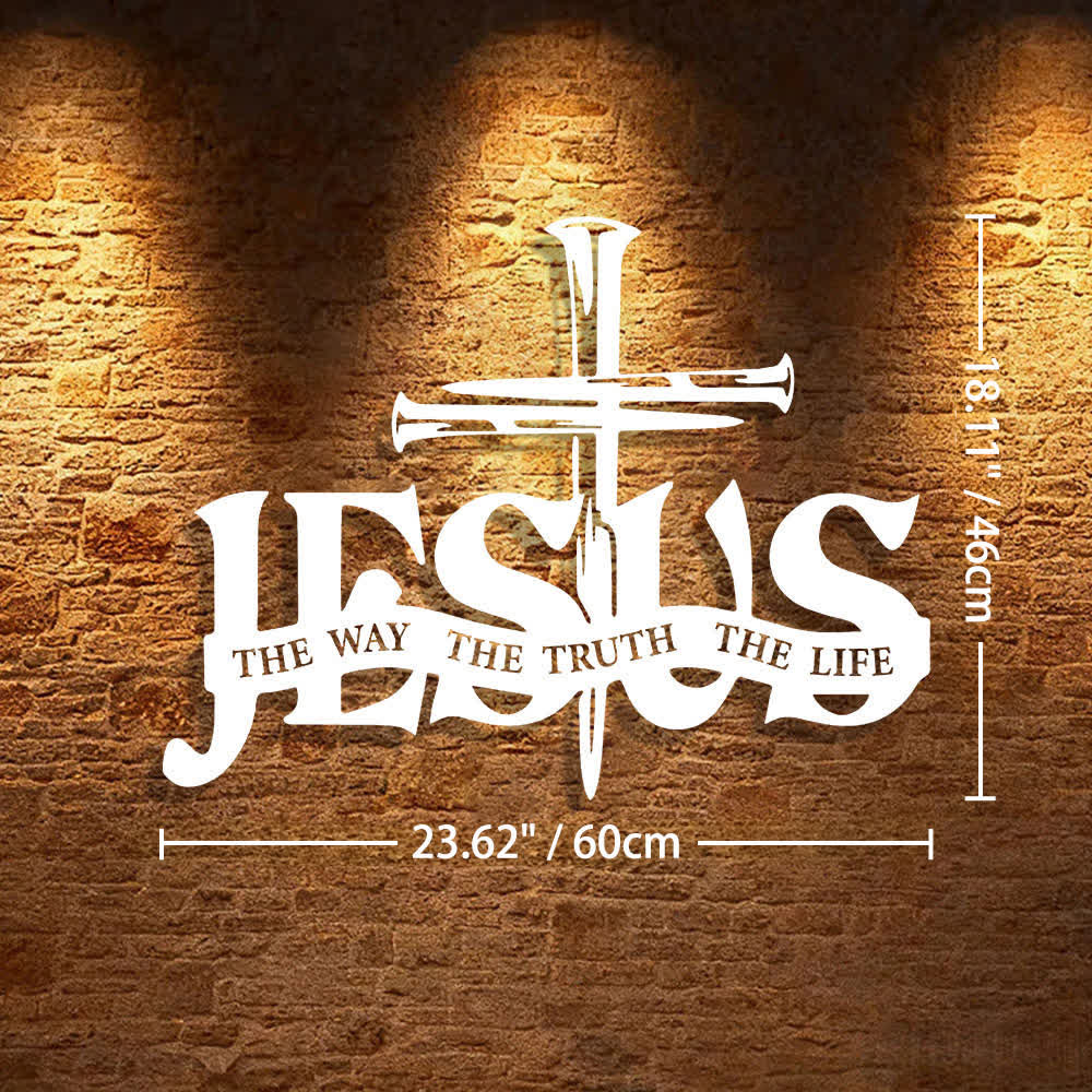 Christianartworkshop Faithful Jesus & Cross Design Metal Wall Decor Home Decoration - 23.62*18.11"*0.05"/60*46*0.12cm - White - image 37