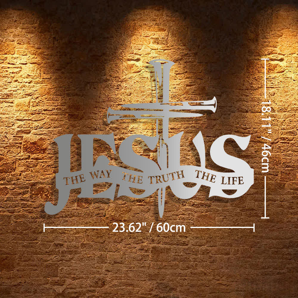 Christianartworkshop Faithful Jesus & Cross Design Metal Wall Decor Home Decoration - 23.62*18.11"*0.05"/60*46*0.12cm - Silver - image 30