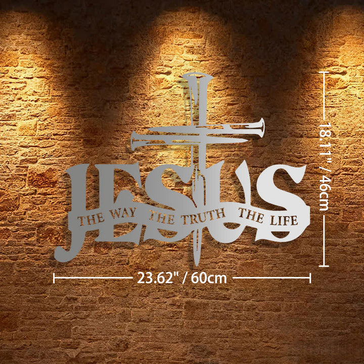 Christianartworkshop Faithful Jesus & Cross Design Metal Wall Decor Home Decoration - 23.62*18.11"*0.05"/60*46*0.12cm - Silver - image 30