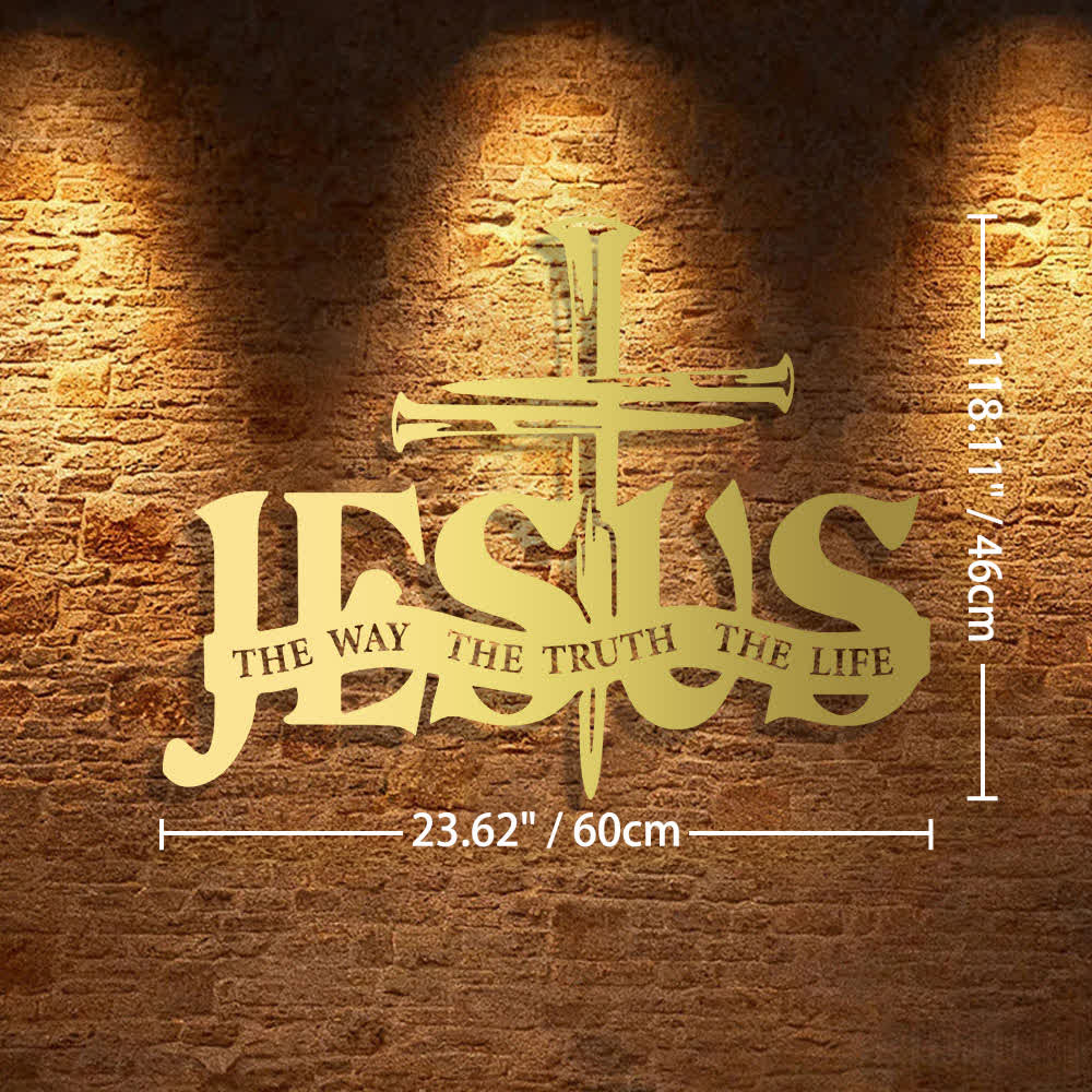 Christianartworkshop Faithful Jesus & Cross Design Metal Wall Decor Home Decoration - 23.62*18.11"*0.05"/60*46*0.12cm - Golden - image 21