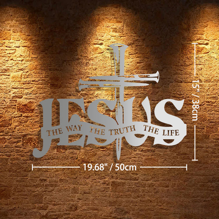 Christianartworkshop Faithful Jesus & Cross Design Metal Wall Decor Home Decoration - 19.68*15"*0.05"/50*38*0.12cm - Silver - image 31