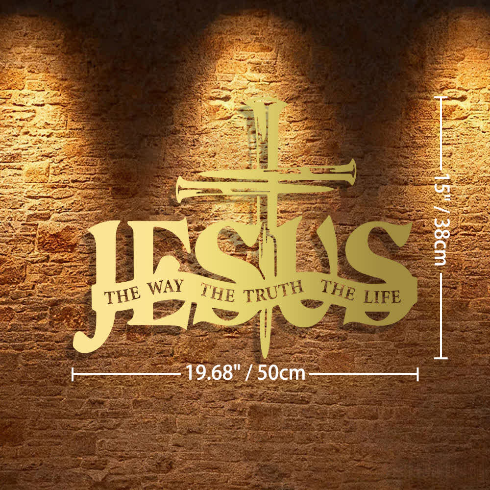 Christianartworkshop Faithful Jesus & Cross Design Metal Wall Decor Home Decoration - 19.68*15"*0.05"/50*38*0.12cm - Golden - image 21