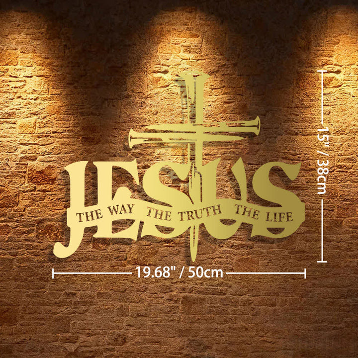 Christianartworkshop Faithful Jesus & Cross Design Metal Wall Decor Home Decoration - 19.68*15"*0.05"/50*38*0.12cm - Golden - image 21