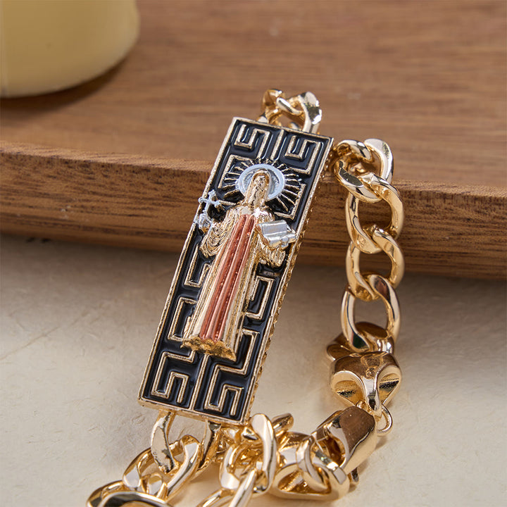 Christianartworkshop Cuban Link Chain Bracelet with Our Lady & St. Jude Devotional Medallions, A Symbol of Divine Protection - St. Jude - image 4