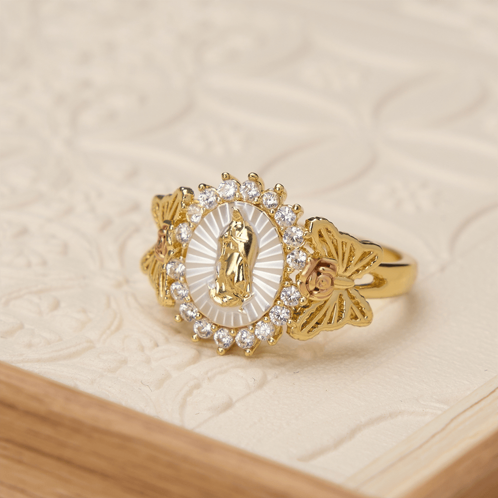 FREE Today: Floral Rose Radiant Our Lady Zircon Ring: Carry the Light of Maternal Love - Our Lady(Suitable for US sizes 6-9) - image 0
