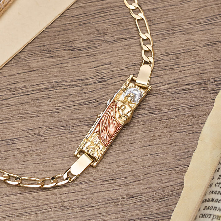 Christianartworkshop Rectangular Devotional Medallion Figaro Chain Bracelet Featuring St. Jude - image 5