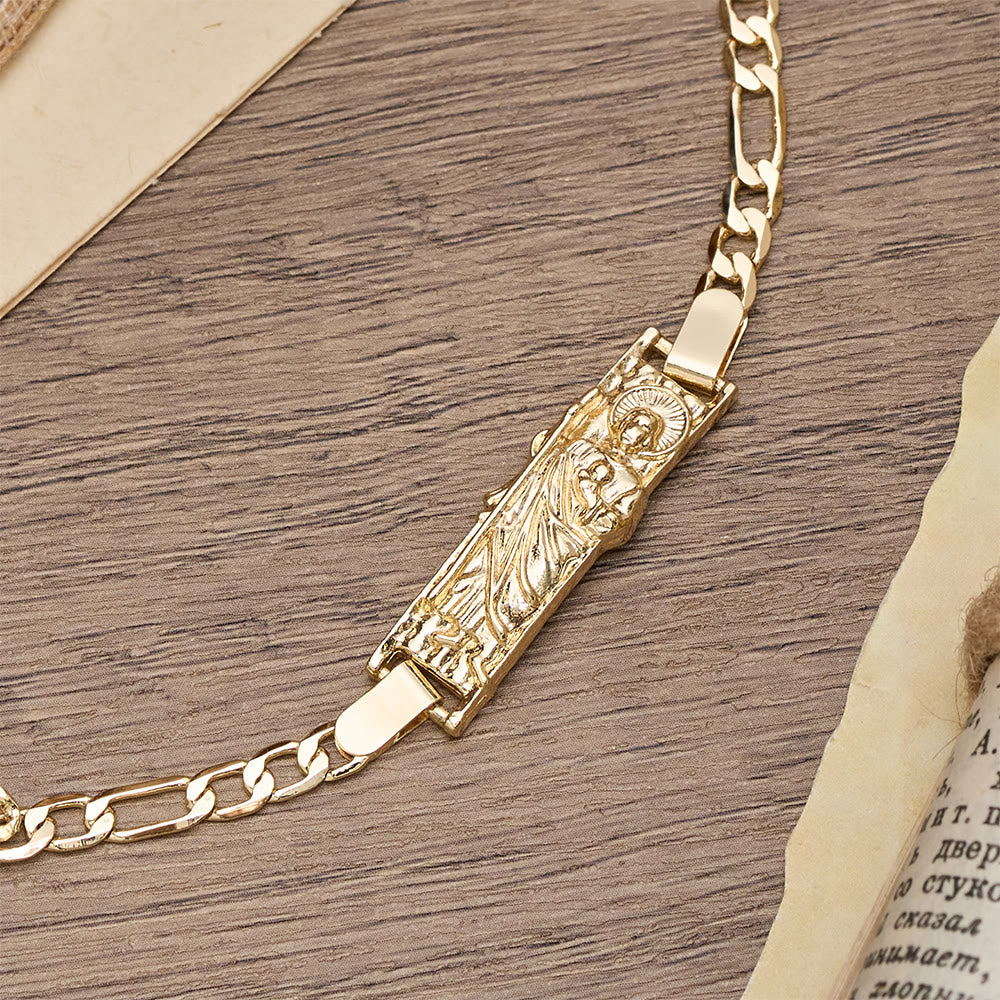 Christianartworkshop Rectangular Devotional Medallion Figaro Chain Bracelet Featuring St. Jude - image 3