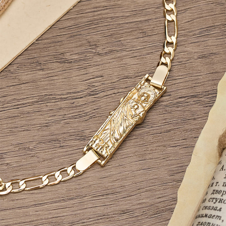 Christianartworkshop Rectangular Devotional Medallion Figaro Chain Bracelet Featuring St. Jude - image 3