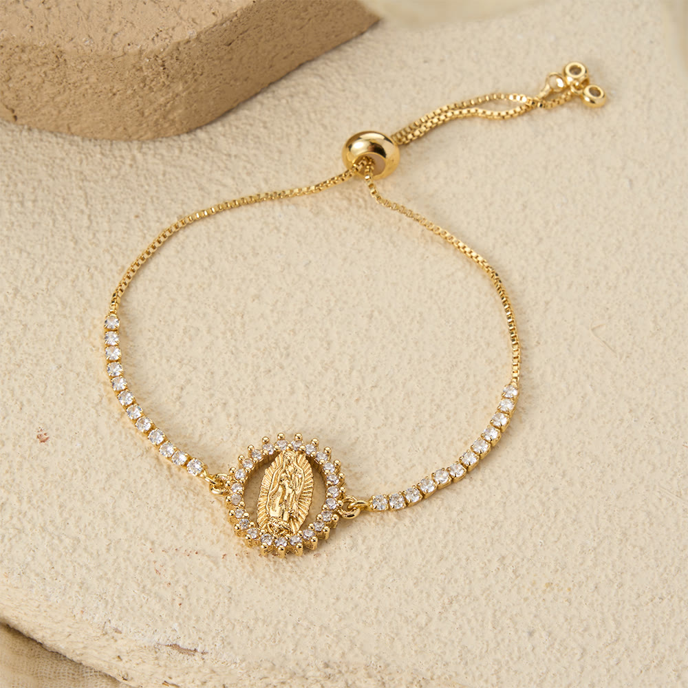 Christianartworkshop Our Lady Centered Adjustable Bolo Bracelet, Symbol of Divine Grace - Horseshoe&Our Lady - image 15