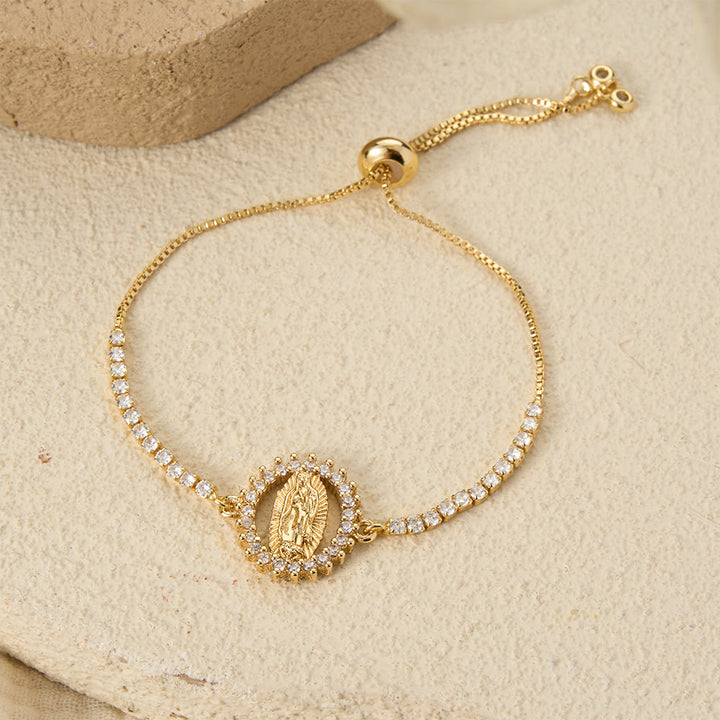 Christianartworkshop Our Lady Centered Adjustable Bolo Bracelet, Symbol of Divine Grace - Horseshoe&Our Lady - image 15