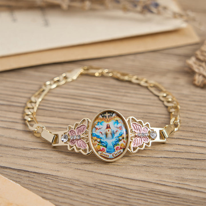 Christianartworkshop Jesus Christ & Butterfly Bracelet: Elevating Daily Devotion With Sacred Symbolism - White Butterfly - image 2