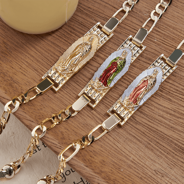 Christianartworkshop Our Lady Devotional Figaro Chain Bracelet, Symbol of Divine Grace - image 2